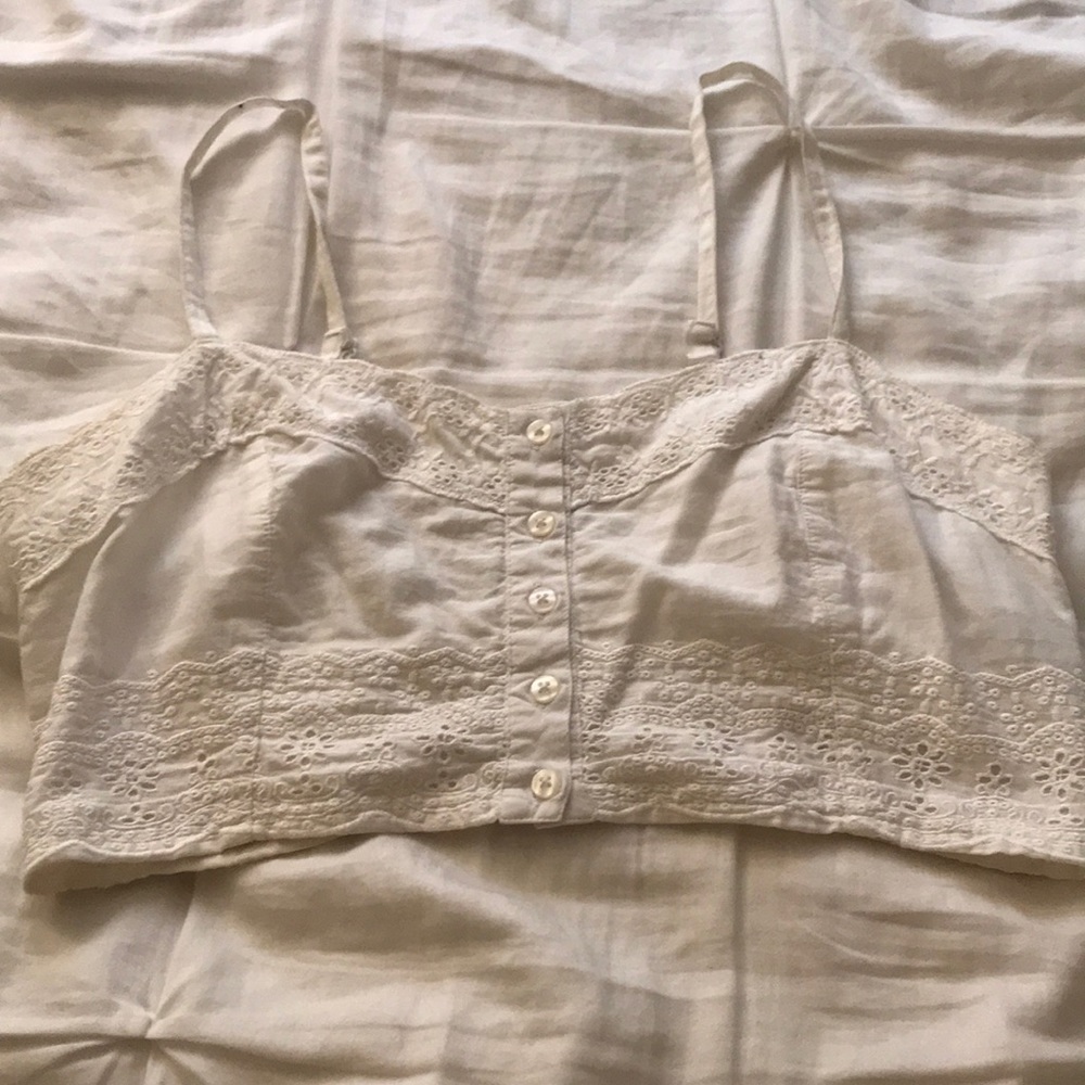 White eyelet crop top